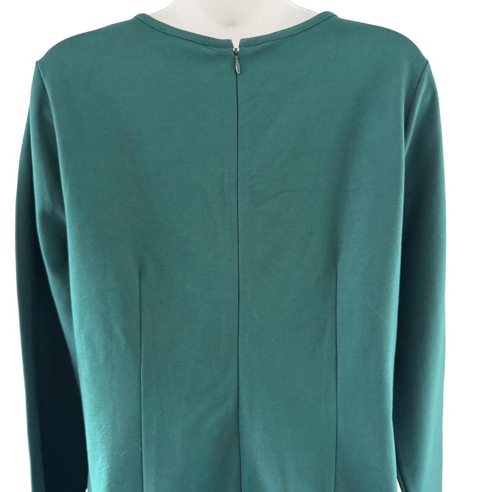 J Crew Dress Womens Large Green Long Sleeve Ponte Knit Sheath Knee Length Jewel - Picture 11 of 16
